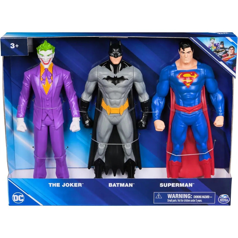 Batman Superman Joker Action Figure 3-Pack DC Comics, Superhero Collectible Toy Set for Boys Girls Kids Ages 3+