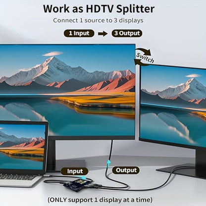 HDMI Switch 3 In 1 Out, 4K 1080P HD Video Switcher Splitter Hub, Adapter Converter for TV Box, Smart TV