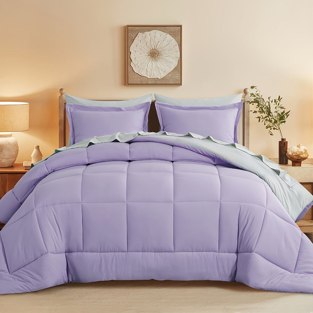 7 Piece Comforter Set Luxury Soft Fluffy Bedding All Season Bed in a Bag with Comforter Fitted Sheet Flat Sheet Pillowcases Hypoallergenic