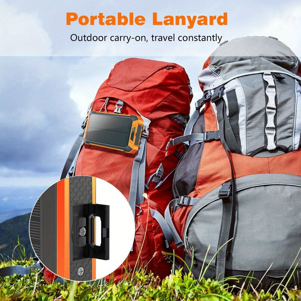 Solar Power Bank, 32800mAh or 38800mAh Wireless Charger with Up to Six Outputs, Dual Lights and Cable Options