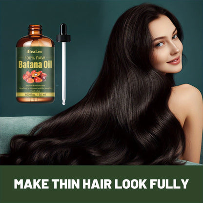Hair Oil Batana 50ml Amber Dropper Bottle with Cold-Pressed Formula for Hair-Length, Brow and Lash Application