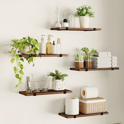 Floating Shelves Set of 5 Wall Mounted 4.7 Inch Tiered Display Shelves Vintage Style Wall Storage Rack for Bedroom, Living Room, Kitchen