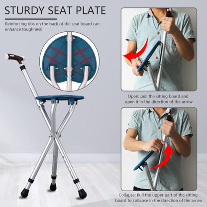 Folding Cane with Seat, LED Light Telescopic Walking Stick with Height Adjustment & Frosted Handle