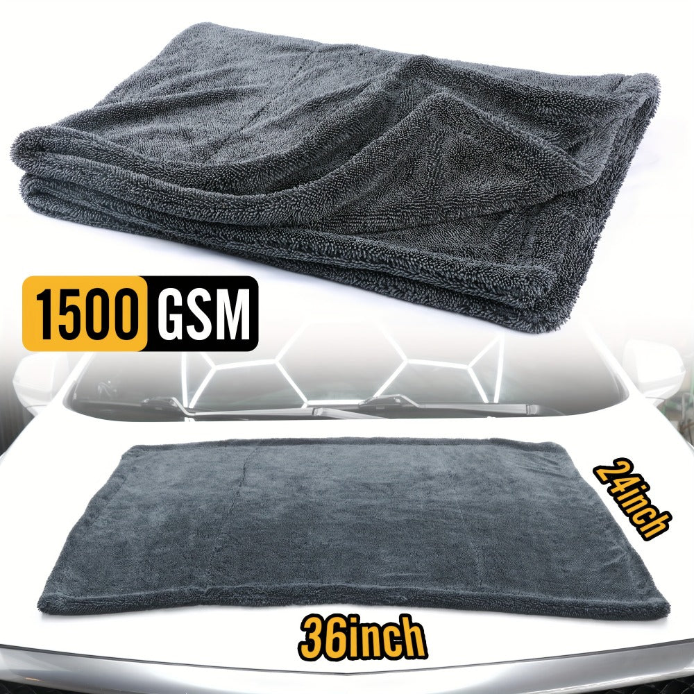 Car Drying Towel in 24 x 36-Inch 1500 GSM Edgeless Microfiber, Available as One or Two Pieces