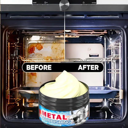 1.01oz Metal Refurbishing Cleaning Paste Tub with One Round Black Scrub Pad for Cookware and Metal Surfaces