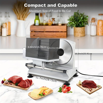 Electric Meat Slicer for Home, 6.7" Stainless Steel Blade, 150W Deli Food Slicer with Adjustable 0-15mm Thickness for Cold Cuts
