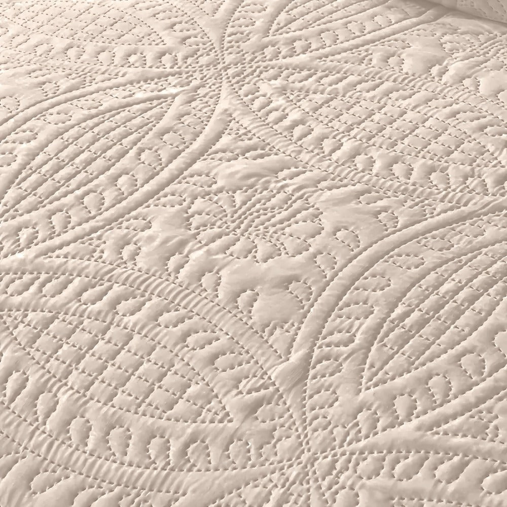 Quilt Set 3 Piece Lightweight Microfiber Bedspread with Pillow Shams – Coin Pattern Coverlet All Season Soft Bed Quilt Full Queen King