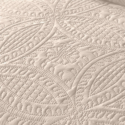 Quilt Set 3 Piece Lightweight Microfiber Bedspread with Pillow Shams – Coin Pattern Coverlet All Season Soft Bed Quilt Full Queen King