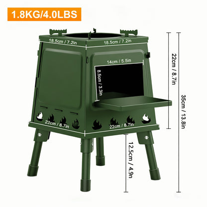 Camping Wood Stove Portable Wood Burning Stove – Outdoor BBQ Rocket Stove for Hiking Picnic Survival Cooking