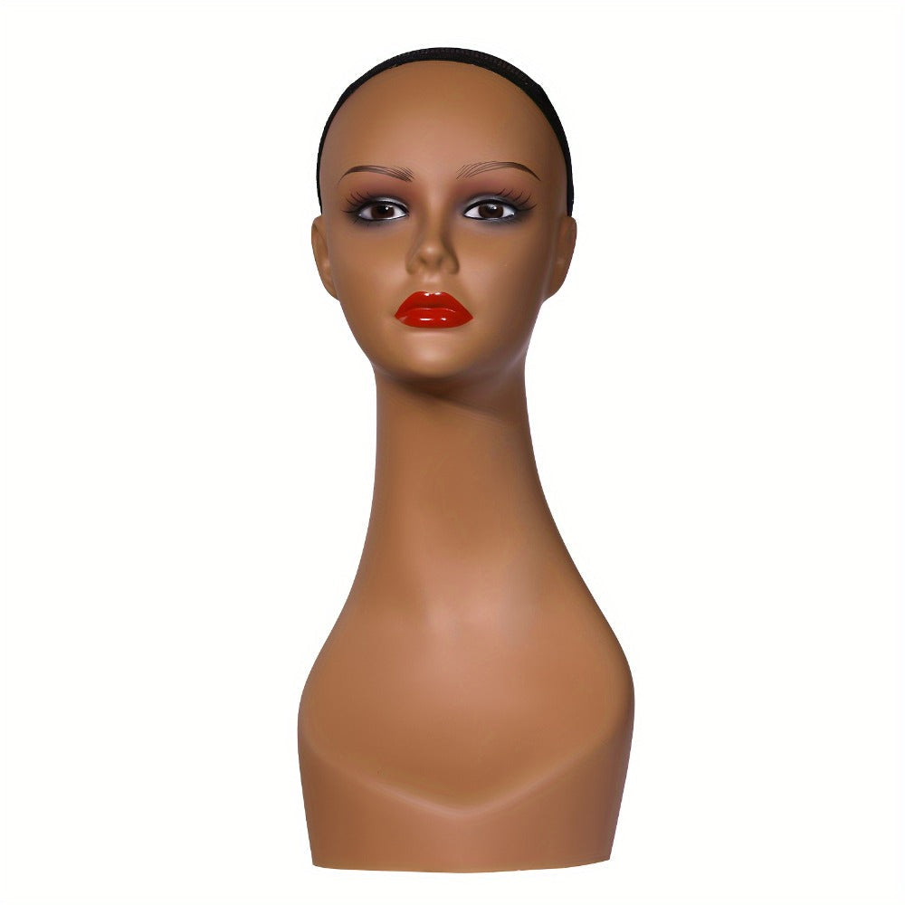 Female Wig Display Mannequin Head 4 Pcs Set Plastic – Hat Necklace Holder Salon Training Practice Retail Store Showcase Hairstyle Display