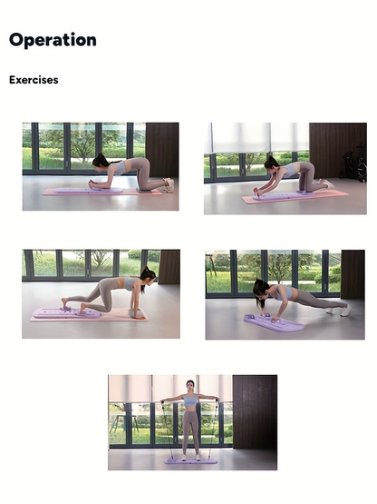 Home Pilates Training Board 8-in-1 – 350LB Capacity, PP Anti-Distortion, Foldable with Resistance Bands & Non-Slip Feet for Shoulders