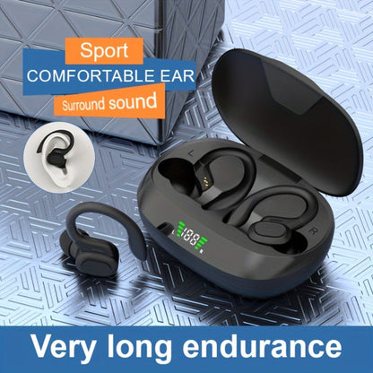 Wireless Earbuds Bluetooth 5.4 Open-Ear Sport Hooks with LED Charging Case in Black or Pale Red