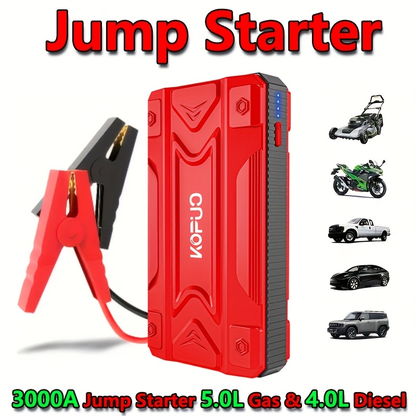 Car Jump Starter Power Bank 3-in-1 12V Battery Booster Charger LED Flashlight SOS for Cars Motorcycles for Garden, Patio and Yard Use