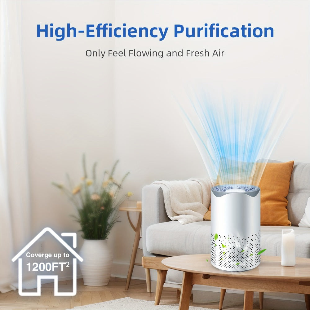Air Purifier with HEPA Filter, USB Plug-In Power, Sleep Mode, Aroma Sponge and One Replacement Filter