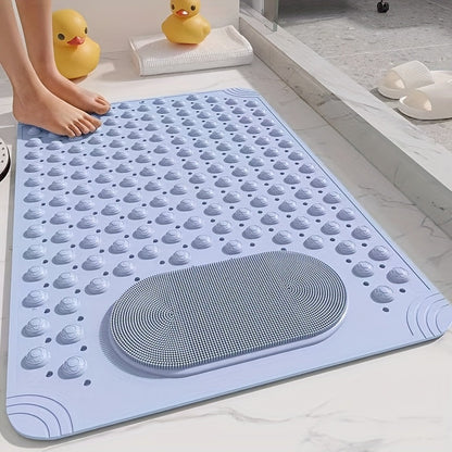 Bath Mat with Massage Buttons - PVC Shower Mat with Polka Dot Pattern, 0.35" Thick Rectangular Bathroom Safety Mat