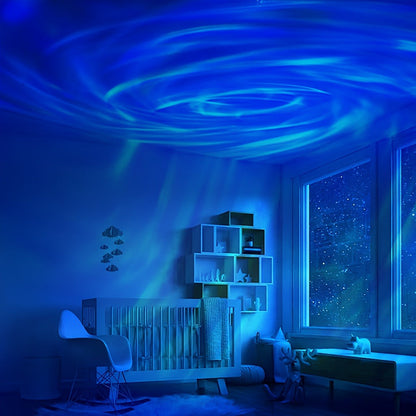 Aurora Borealis Projector Night Light 4-in-1 USB, Star Galaxy Ocean Wave & Spiral Aurora Modes