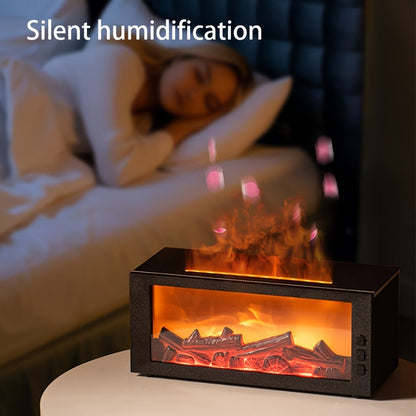 300ml Fireplace Essential Oil Diffuser Set with 19 Oil Bottles, Remote and Seven-Color Light Effects