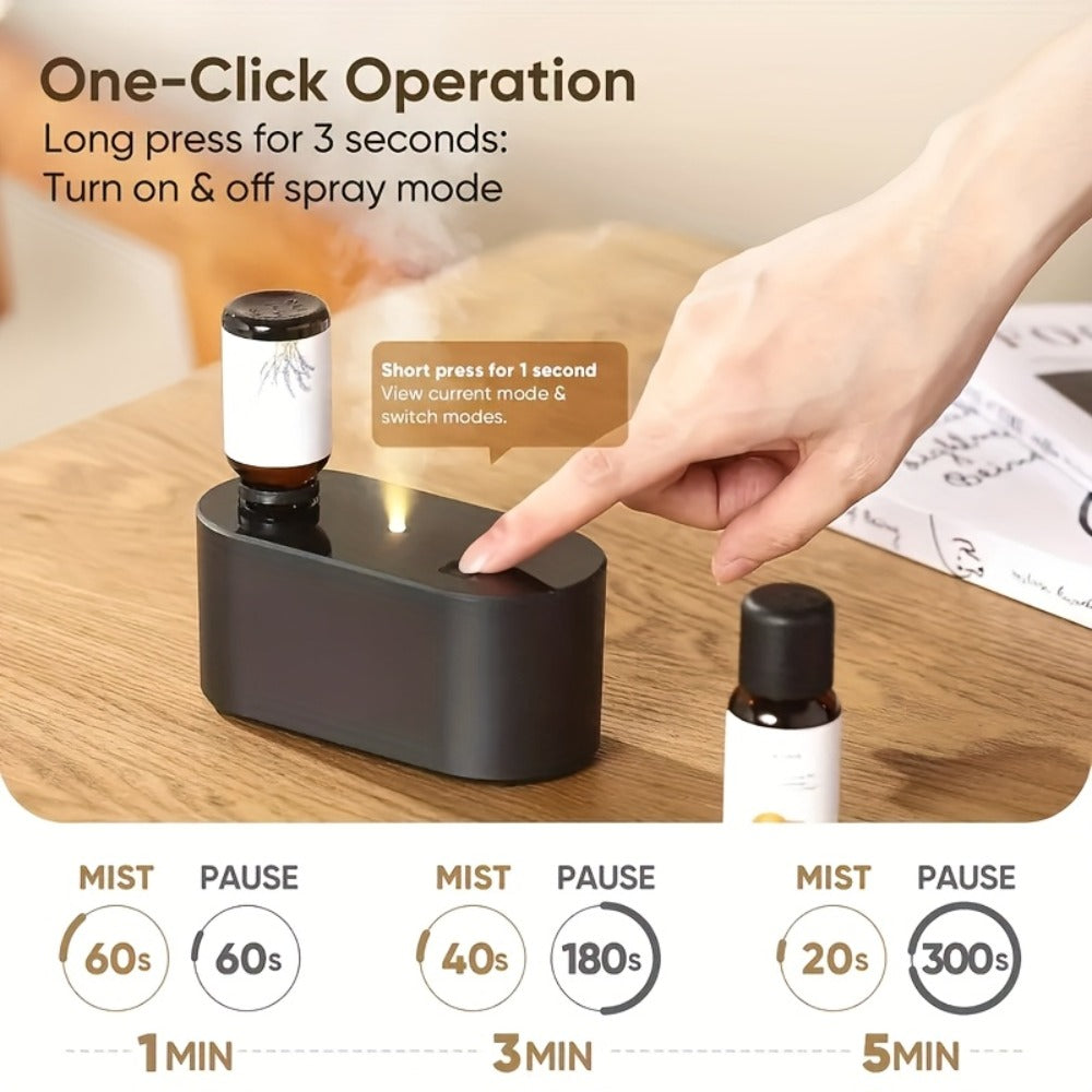 Essential Oil Diffuser Waterless Aroma Diffuser, USB Mini Humidifier, 3 Misting Modes, Color LED Lights