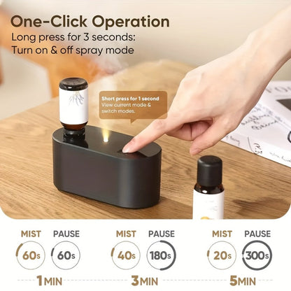 Essential Oil Diffuser Waterless Aroma Diffuser, USB Mini Humidifier, 3 Misting Modes, Color LED Lights