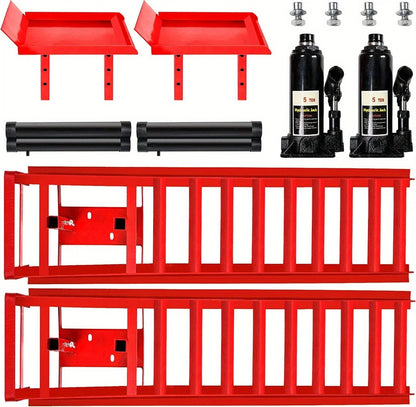 Hydraulic Car Ramps 2-Pack 10000 LB Heavy Duty Vehicle Lift Ramp Adjustable Height 9.84-14.96 Inch for Oil Change Undercarriage Repair Home