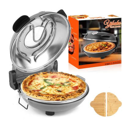 Indoor Pizza Oven 12 Inch Countertop Electric Pizza Maker 1200W, Reaches 800°F in Minutes, Dual Knob Control