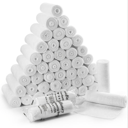 Stretch Conforming Gauze Roll Box with 48 Individually Wrapped 4-Inch by 4.5-Yard White Bandages