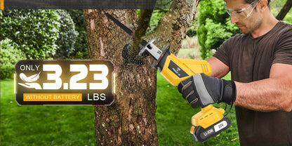 Electric Reciprocating Saw Cordless with LED Light & Safety Lock, Multi-Purpose Cutting Tool with Replaceable Blades