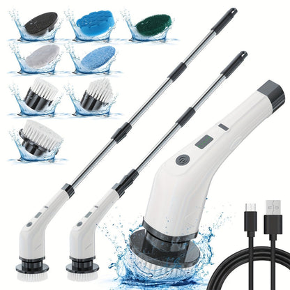 Telescopic Electric Cleaning Brush with Long Handle, 7-in-1 & 14-in-1 Multifunctional Power Scrubber Kit