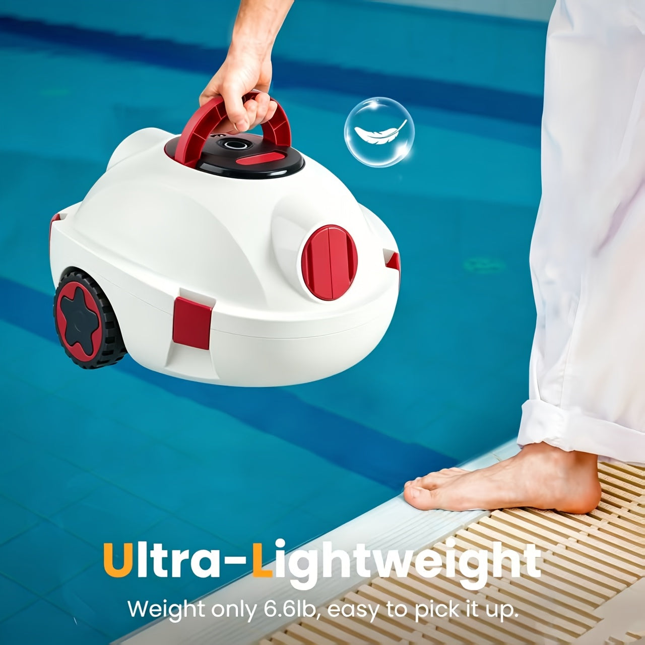 Cordless Robotic Pool Cleaner with 90-Min Runtime, Self-Parking Auto Vacuum, Floating Bracelet Retrieval