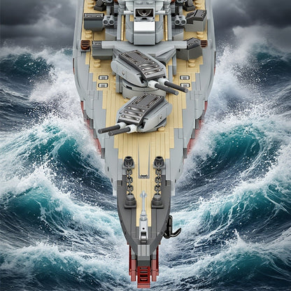 2081-Piece Battleship Building Block Model 4201 with Built-In Display Base and Moving Turret Details
