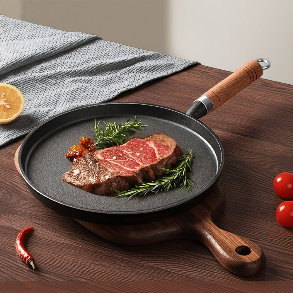 Cast Iron Skillet Non-stick Flat Pan 8.27/9.45/10.63 Inch for Pancakes Eggs & Crepes for Home Cooking, Dining and Outdoor Meals