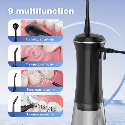 Water Flosser Electric Oral Irrigator 9 Replaceable Nozzles 350mL Tank 20-Day Battery 360° for an Everyday Personal Care Routine
