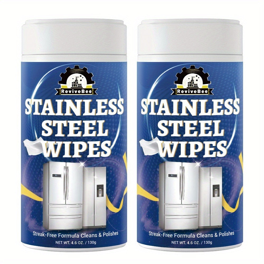 Stainless Steel Cleaning Wipes Kitchen 1 or 2 Barrel – Gentle Formula Safe for Hands, Quick Deep Cleaning of Stainless Steel Appliances