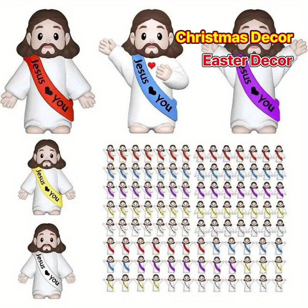 Mini Christian Statues Bulk 50pcs God Bless You Colorful Crosses Vintage Religious Figurines for Entryways, Bedrooms and Living Spaces