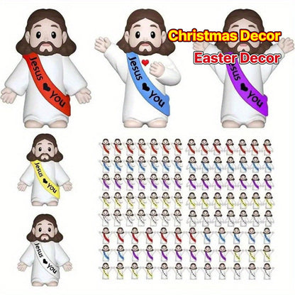 Mini Christian Statues Bulk 50pcs God Bless You Colorful Crosses Vintage Religious Figurines for Entryways, Bedrooms and Living Spaces