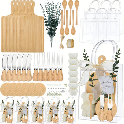 Pizza Board Gift Set with Knives Spoons Gift Bag and Kitchen Towel - Charcuterie Cheese Board Set for Bridal Shower Party Favor