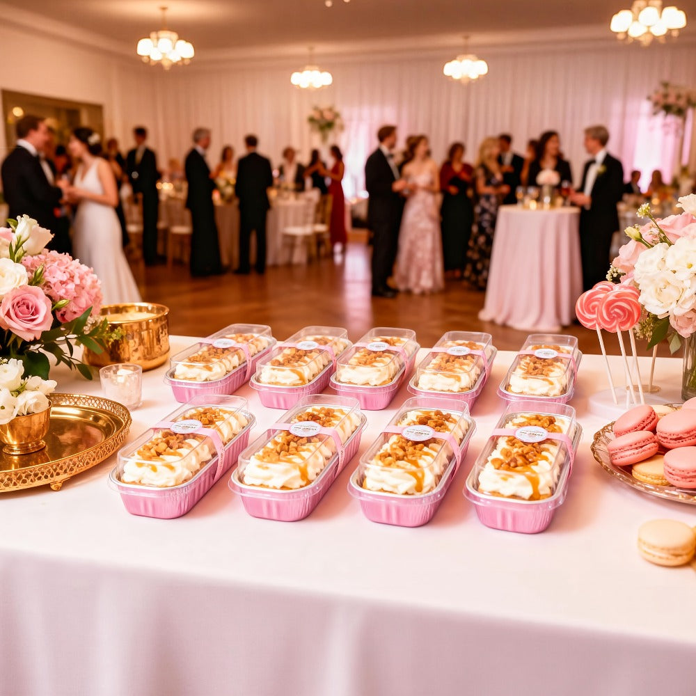 Mini Cake Pans 100 Pack with Lids and Spoons Aluminum Foil Rectangular Disposable Baking Pans for Entryways, Bedrooms and Living Spaces