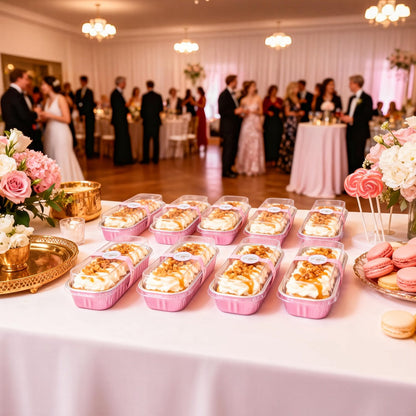 Mini Cake Pans 100 Pack with Lids and Spoons Aluminum Foil Rectangular Disposable Baking Pans for Entryways, Bedrooms and Living Spaces