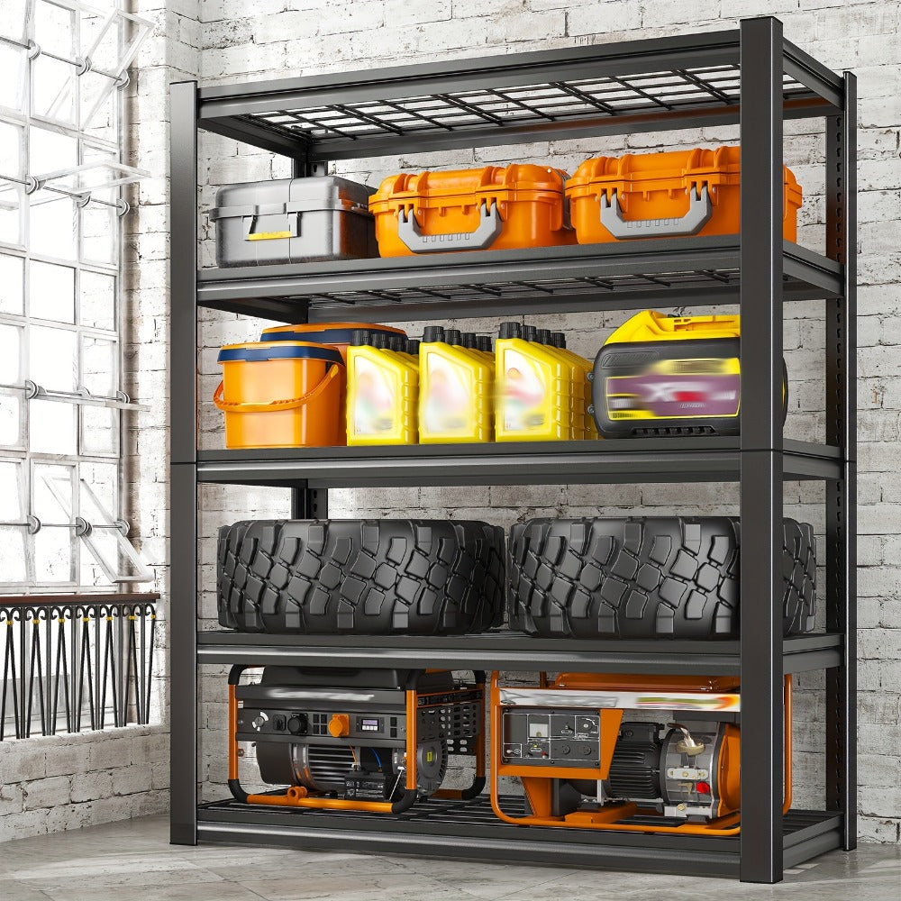 Metal Garage Shelving Unit 72"H - Adjustable Steel Storage Shelf Rack for Garage, Basement & Warehouse