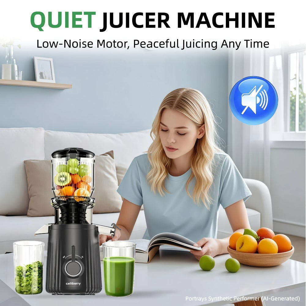 Masticating Juicer Cold Press - 4.25" Wide Feed Chute Auto-Feed Slow Juicer for Whole Fruits & Vegetables