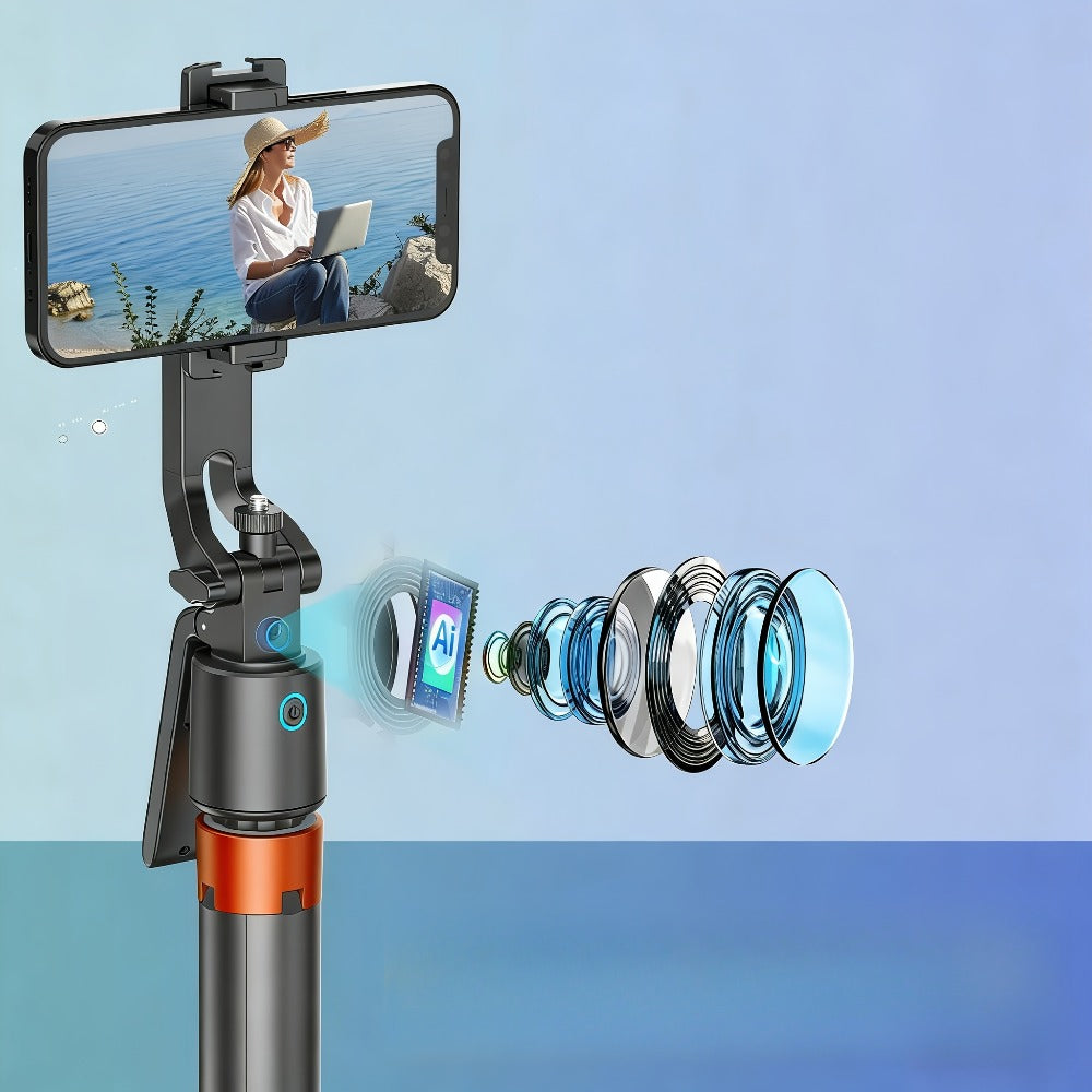 70-Inch Tracking Selfie Stick Tripod with Two Fill Lights, Floor Base, Remote and 1/4-Inch Mount