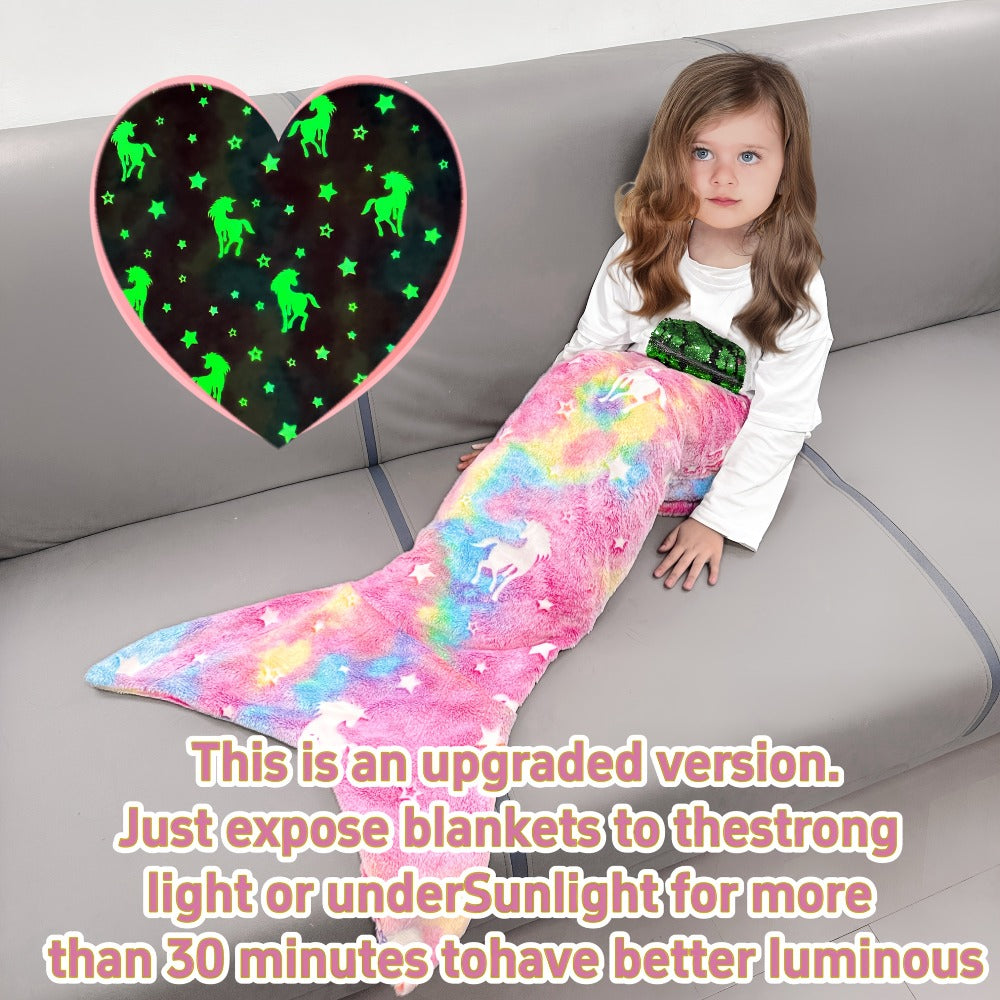 Mermaid Tail Sleeping Bag Blanket for Kids & Adults - Flannel 200GSM Anti-Kick Cozy Bed Cover