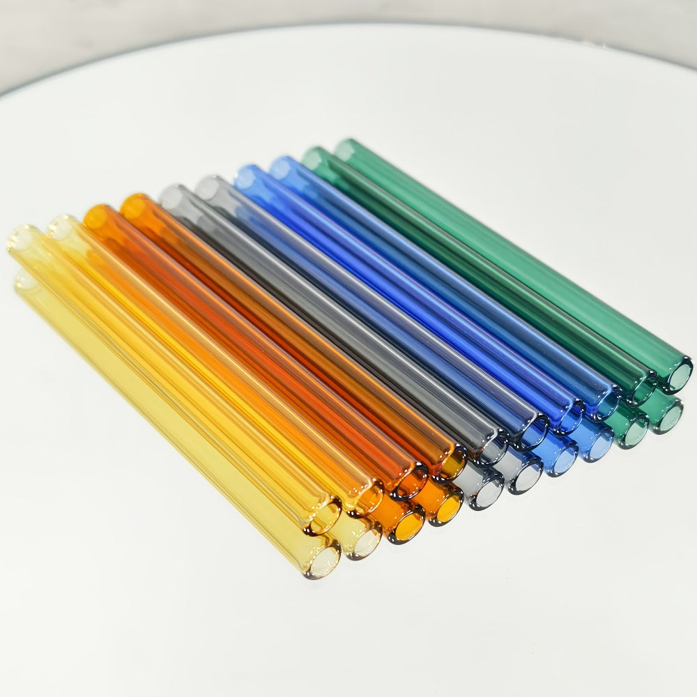 Borosilicate Glass Straws 10pcs Reusable Clear 12mm Wide, Heat Resistant 150°C for Entryways, Bedrooms and Living Spaces