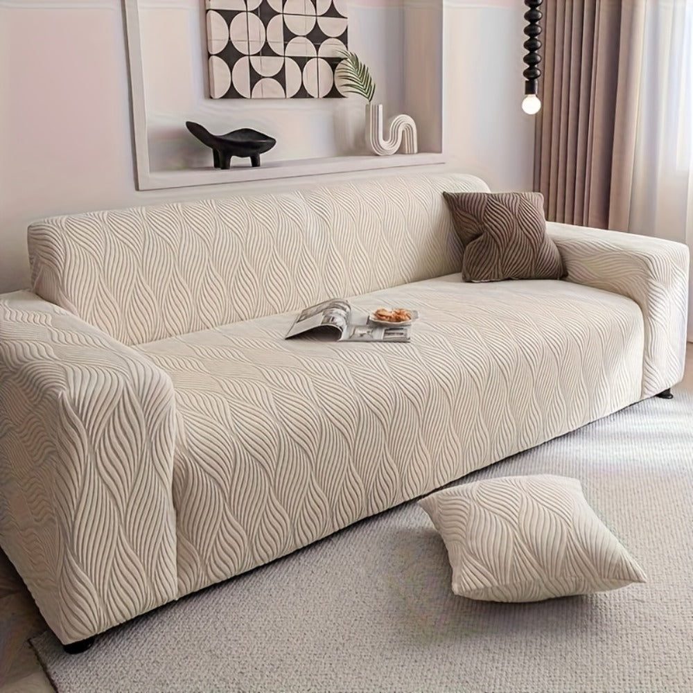 Sofa Cover Polar Fleece Modern Jacquard Elastic Slipcover with Elastic Fit for 1 to 4-Seater Sofas