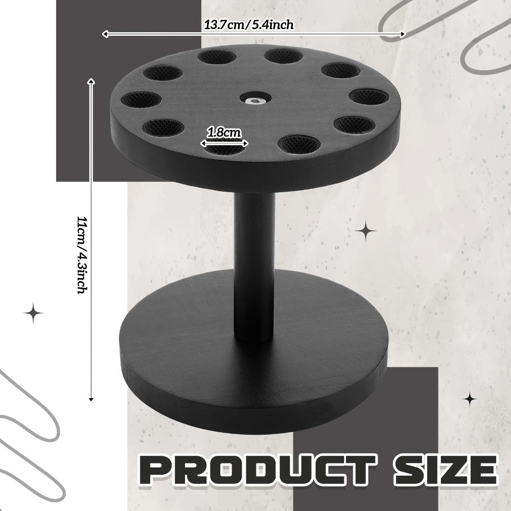 360° Rotating Scissor Holder Wooden Barber Shears Stand – 10-Slot Countertop Salon Hair Stylist Tool Organizer with 0.71" Holes