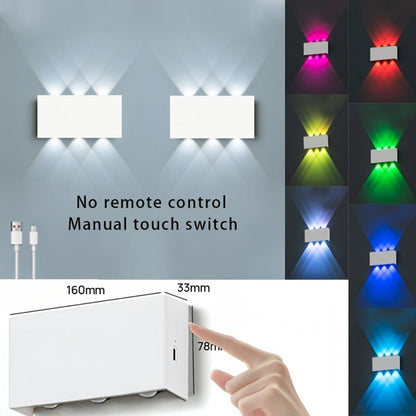 RGB Wall Light 2 Pack Battery Powered - Seven Color Gradient Dimming Night Light with Touch Switch