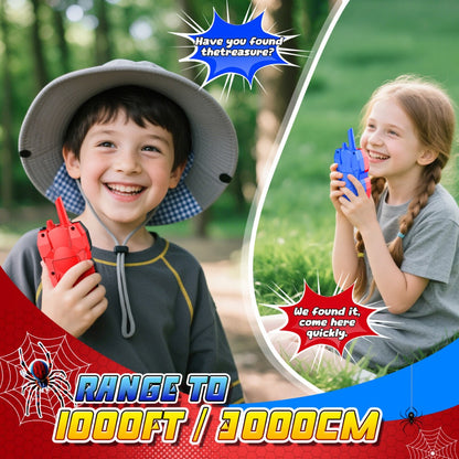 Spider Walkie Talkies for Kids 2-Pack, 2-Way Radio Toy, Grip, Push-to-Talk, Lanyard Hole, Ages 3-12 Boys & Girls