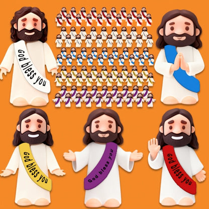 Bulk Mini Jesus Statue Set 50/100/150pcs – Religious Figurine Decorations 5 Assorted Colors, Vase Filler Home Decor Party Favors Christian