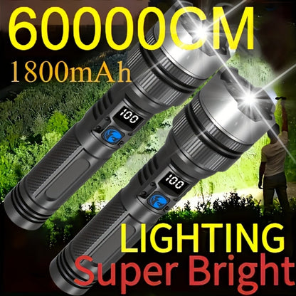 Flashlight 1000-Lumen Rechargeable 2-Pack with Digital Display, Type-C Input and USB Power Output