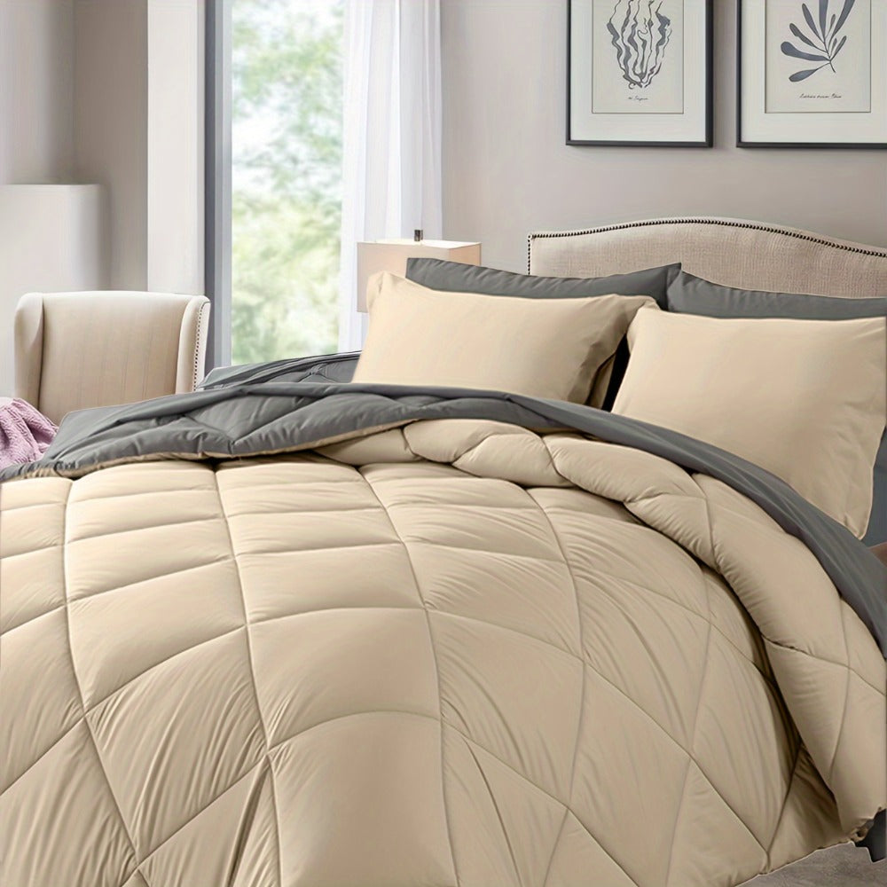 Comforter Set 7-Piece Bed in a Bag Queen King Full Soft Microfiber Down Alternative Comforter Fitted Sheet Flat Sheet Pillow Shams